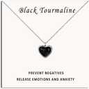 SmileBelle Heart Necklace for Women,Black Tourmaline Protection Red Carnelian Rose Quartz Necklace as Mothers Day Gifts, Pink Jewelry Moonstone Green Heart Grils Necklaces as Birthday Gifts for Girls