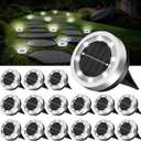 Mini Solar Ground Lights 16 Pack Outdoor IP65 Waterproof Solar Flat Garden Light Solor Powered Disc Pathway Lights for Outside Walkway Yard Landscape Patio Lawn Driveway-Cool White