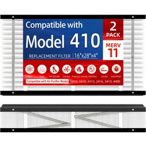 2 Pack, 410 Replacement Filter, Compatible with AprilAire 410 Replacement Filter,Models1410,1610,2410,2416,3410,4400,MERV11 HVAC Furnace Filter,Nominal Size:16x25x4,Actual Size:16"x28"x4" Air Filter