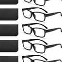 JOLISU Reading Glasses for Men - 5 Pack Classic Readers with Spring Hinge Black Frame, Blue Light Blocking Computer Glasses（1.25）
