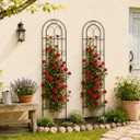 2 Pack 78.7" x 19.6" Iron Arch Decoration Garden Trellis, Metal Climbing Plant Trellis for Heavy Vines, Roses, Flowers, and Vegetables, Perfect for Gardens, Lawns., 80 Inches X 20 Inches
