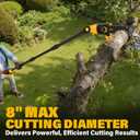 ZEGJAW Pole Saw 8-Inch Cordless Tree Trimmer and 18-Inch Pole Hedge Trimmer 2-in-1, 15-Feet Max Reach, Pole Chainsaw, Auto Oiling, with 2x3.0Ah Battery & Charger, for Tree Trimming and Shrubs Pruning