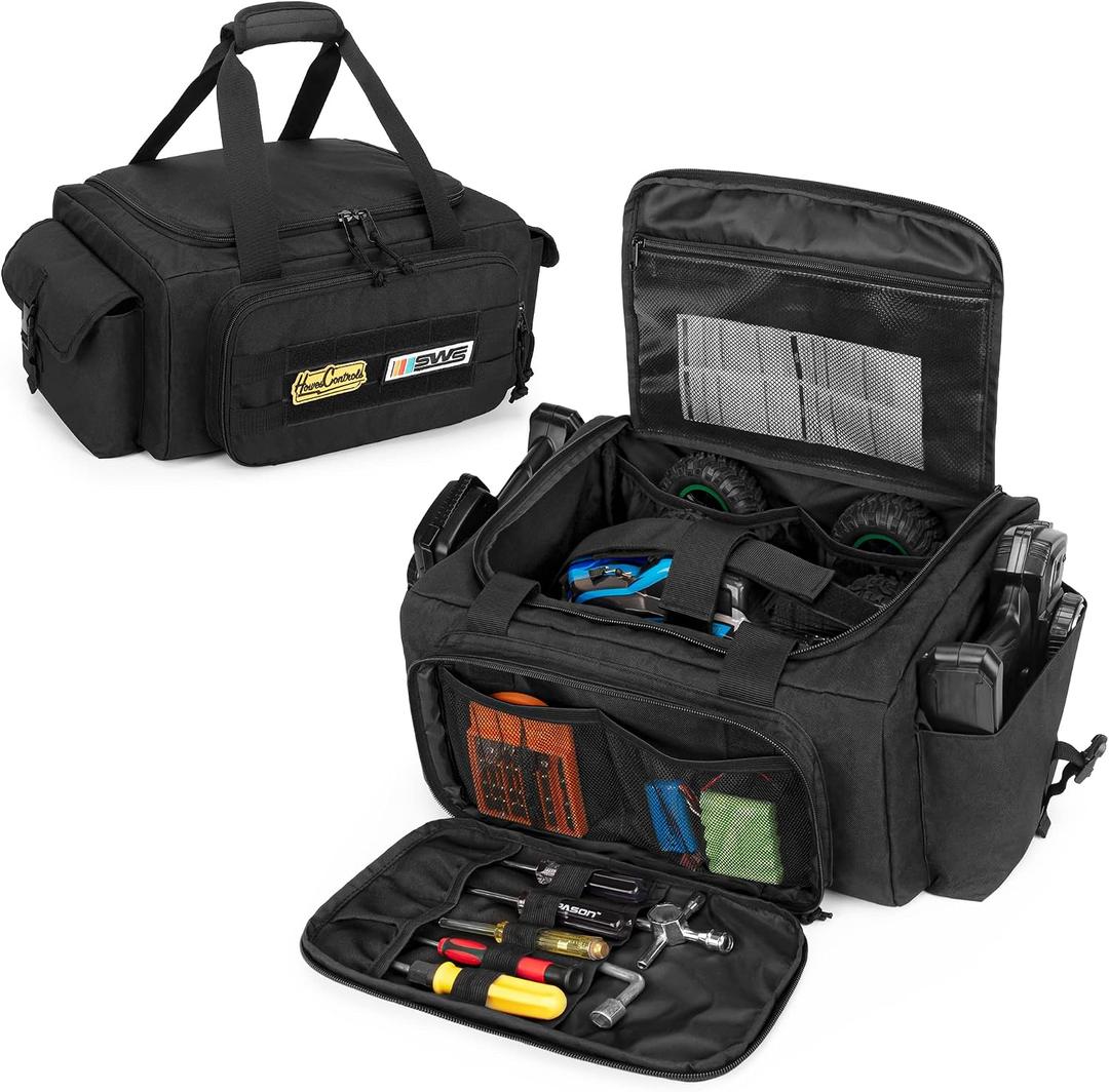 GOBUROS RC Storage Bag for 1/14, 1/16 and 1/18 Car, RC Carry Case with Tool pockets for Easy Storage and Transport (Patent Design), Small