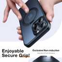 TORRAS Upgraded 360 Rotatable Magnetic Ring for iPhone 15 Pro Max Case, Fit for MagSafe with Stand Ring Holder, 16FT Mil-Grade Shockproof Translucent for iPhone 15 Pro Max Phone Case Ostand, Black