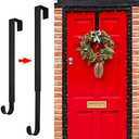 GP Life Wreath Hanger for Front Door, Adjustable from 15 to 25 Inches Hanger, 20 lbs Larger Door Upgrade Christmas Fall Wreaths Decorations Hook (Black)