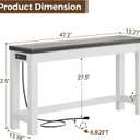 Cyclysio 47" Console Table with Charging Station, 13.8" Deep Farmhouse Sofa Table Behind Couch with 2 AC Outlets & 3 USB Ports, Entryway TV Console or Compact Home Office Desk, Oak Grey
