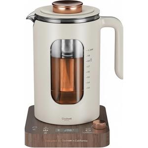 Cocinare Electric Tea Kettle, Intasting Glass Electric Kettle with Tea Infuser and Precise Knob Temperature Control, 1200W Fast Heating, BPA-Free, Easy to Clean, for Tea and coffee, 1 Liter (Off White)