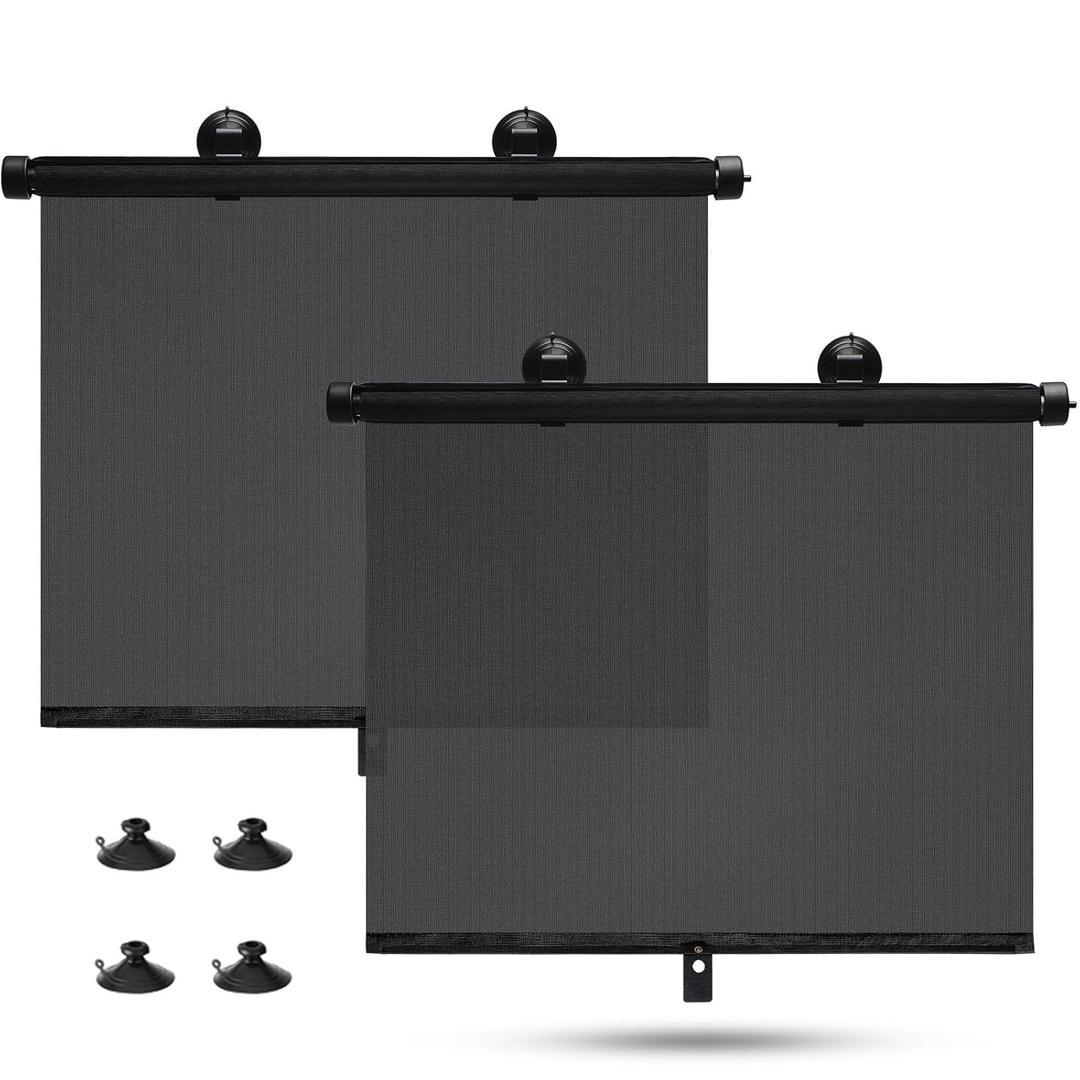 Car Window Shades - Side Window Sun Shade (2 Pack) Retractable Car Roller Sunshade for UV and Sun Glare Protection (14.3"x17.7")
