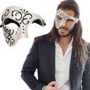 Masquerade Mask For Men Phantom Of The Opera Mask Prom Mardi Gras Haloween Venetian Half Face Mask (One Size, Black Eye)