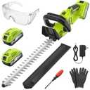 OGERY 20-Inch Brushless Cordless Hedge Trimmer with 2×3.0Ah Battery, 21V Electric Bush & Shrub Trimmer with Display, 2-Speed Control, 180° Rotatable Handle, Dual-Safety Switch for Garden Yard Care