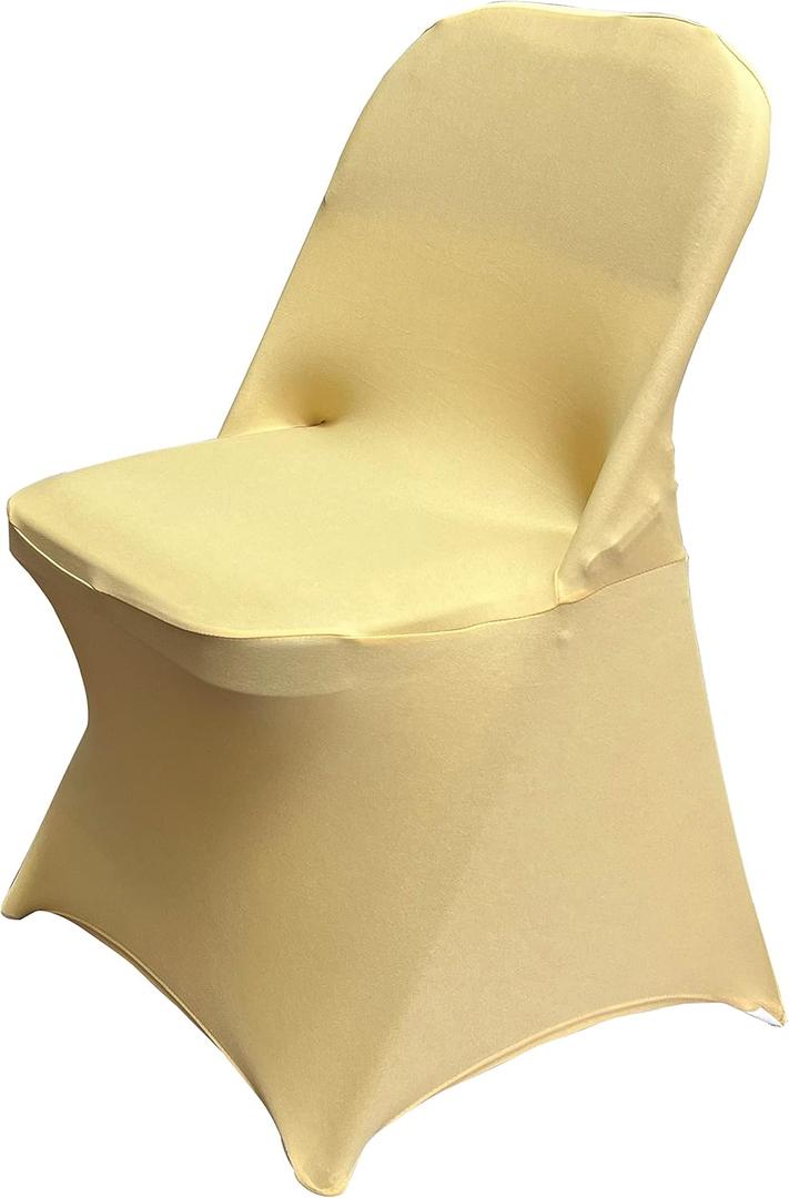 HAINARverS Folding Chair Covers for Wedding, 10pcs Stretch Spandex Washable Fabric Chair Cover, Decoration Chair Cover for Wedding, Party, Banquet, Birthday, Conference, Event(Champagne, 10 PCS)