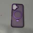 Magnetic for iPhone 16 Case with Ring Stand, [10 FT Drop Protection] [Velvety Touch] Slim Translucent Matte Back Shockproof Phone Case for iPhone 16 6.1'', Dark Purple