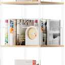 360 Rotating Bookshelf, 4-Tier Spinning Book Shelf Tower with Solid Wood & Clear Acrylic, Square Revolving Bookcase for Living Room, Bedroom and Office