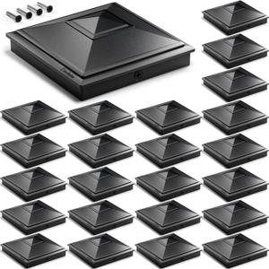 SIEDiNLAR 4x4 Pyramid Post Caps Waterproof Outdoor 4x4 Post Cover, Fits 3.5x3.5 4x4 Wood Vinyl Posts for Fence Deck Mailbox Patio (Black, 24 Pack)
