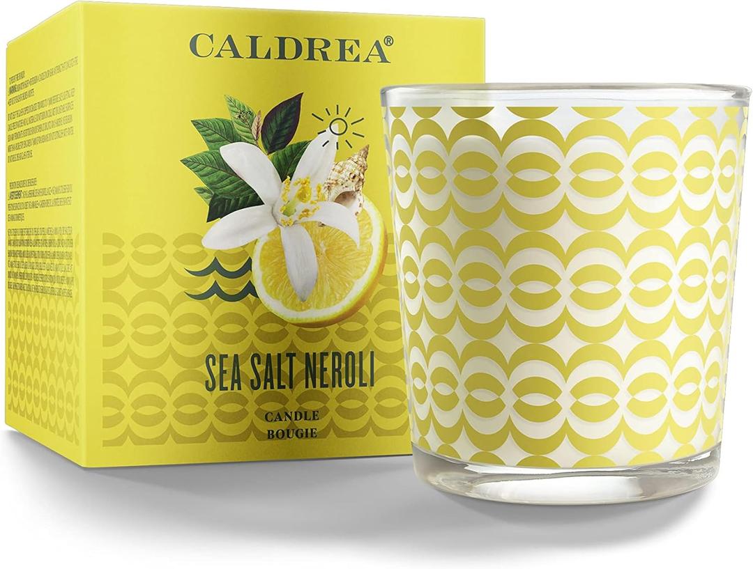 Caldrea Scented Candle, Made with Essential Oils and Other Thoughtfully Chosen Ingredients, 45 Hour Burn Time, Sea Salt Neroli Scent, 8.1 oz
