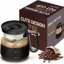 16 Oz Coffee Pot Mug,Mini Coffee Pot Cup,with Spill Proof Lid Heatproof Glass Mug Large Capacity ideal Gift for Coffee Lovers (1pcs)