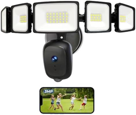 iMaihom Floodlight Camera Outdoor Wired, 2K QHD Security Cam with Motion-Activated, 5500LM Brightness 5 Heads Light, Color Night Vision, 2-Way Audio, Cloud/SD Storage