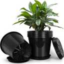 FUIJOL 3 Gallon Plastic Pots with Drip Trays, Sturdy Gallon Plant Pots with Drainage Holes, Large Gallon Pots for Flowers, Ideal for Indoor and Outdoor Use (3Gallon-6PACK)