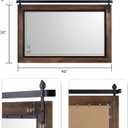 YOSHOOT Farmhouse Barn Door Mirror, 48"x30" Rustic Bathroom Mirror, Wood Frame Wall Mirror, Wooden Mirror for Living Room Bedroom Entryway Wall Dcor, Horizontal Hanging ONLY