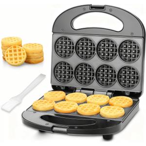 FineMade Mini Waffle Maker, Mini Waffle Iron, Waflera Electrica, Small Waffle Maker for Kids, Baby wafflera, Makes 8×2" Tiny Waffle Bites, Non-stick Surface, Ideal for Breakfast, Dessert and Snacks