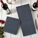 Jacquotha Waffle Hand Towels for Bathroom 2-Piece (Charcoal Blue) Cotton Quick Dry Lint Free Face Towels 13 x 29