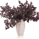 Hananona 8 Pcs Artificial Cimicifuga Leaf Spray, 23 in Faux Burgundy Fall Greenery Branch with Long Stems for Vase, Farmhouse Thanksgiving Autumn Centerpiece Halloween Decor (8, Chocolate, 23 in)