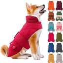 KYEESE Dog Coat Thick Pets Clothes with Pocket Waterproof Dogs Jacket with Fleece Lined Windproof Dog Coats for Small Dogs Soft Pet Sweater for Cold Weather Warm Pet Winter Puffer Coat with Leash Hole, XL