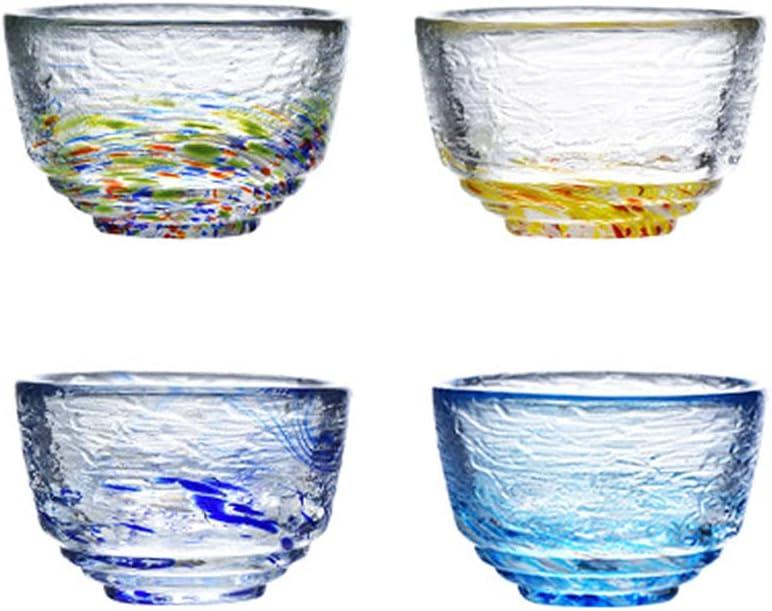4pcs Glass Colorful Sake Cups Set,Small Wine Cups,Tea Cups Set