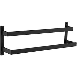 KOKOSIRI Towel Bars Black Bath Towel Holders 20 Inches Bathroom 2-Tiers Ladder Towel Rails Wall Mounted Towels Shelves Rack Stainless Steel, B5008BK-L20