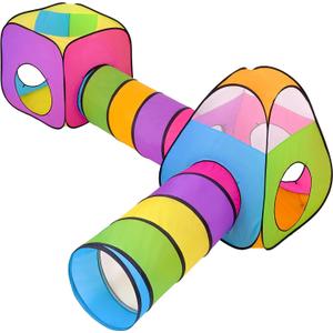 4pc Pop Up Children Play Tent : 2 Crawl Tunnel + 2 Tents : Kids Tents for Boys, Girls, Babies & Toddlers for Indoor & Outdoor : Large Children Playhouse Ball Pit