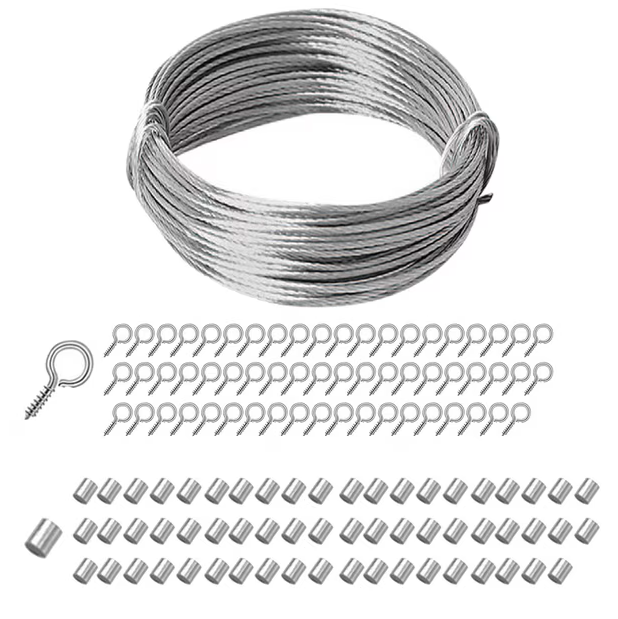 Picture Hangers Premium Picture Hanging Wire for Artwork Photos Oil Painting 30m Wire 121PCS