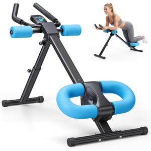 DUMOS Ab Workout Equipment for Home Gym, Exercise Machine Abs Trainer, Full Body Fitness System Adjustable for Abdominal Stomach Training, LCD Display, Knee Protection