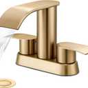 Ultimate Unicorn Bathroom Faucet for Sink Champagne Bronze, 4 Inch Bathroom Faucet for 3 Hole or 2 Hole, 2 Handle Waterfall Faucets with Pop up Drain, Centerset Faucets for RV Counter