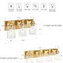 4-Light Bathroom Light Fixtures, Brushed Gold Vanity Light with Cylinder Clear Glass Shade, Modern Vanity Lighting Fixtures Over Mirror, VL143-BG-4