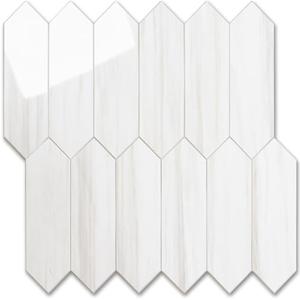 Vamos Tile Glossy Dolomite White Backsplash Tile Peel and Stick, 12.8 x 12.8 Inch 8 Sheets Long Hexagon PVC Self Adhesive Mosaic Wall Tiles Stick on Backsplash for Kitchen and Bathroom Vamos Tile Glossy Dolomite White Backsplash Tile Peel and Stick, 12.8 x 12.8 Inch 8 Sheets Long Hexagon PVC Self Adhesive Mosaic Wall Tiles Stick on Backsplash for Kitchen and Bathroom