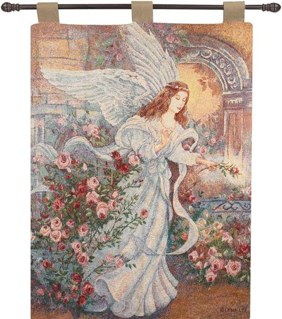 Manual Inspirational Collection 26 X 36-Inch Wall Hanging and Finial Rod, Angel of Love by Lena Liu