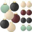 24 Pcs Ceramic Matte Christmas Ball Ornaments Burgundy Forest Green Beige Textured Rustic Neutral Christmas Balls for Xmas Trees Modern Multicolor Ornaments 1.7 Inch for Garland Fireplace Home Decor