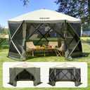 VEVOR Pop Up Gazebo Screen Tent, Instant Gazebo Tent with Mosquito Netting Outdoor Canopy, 6 Sided Sun Shelter 12x12ft w/ 6 Removable Wind Cloths & 2 Mesh Windows, Pavilion Tent for Patio, Army Green (Upgraded 12x12ft 6-Sided Pop-Up Gazebo Tent)
