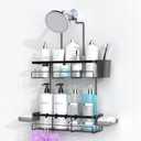 AKTECKE Shower Caddy Hanging Bathroom Organizer: Rustproof Shelf for Inside Shower - No Drilling Racks Over Showerhead - Bath Shelves for Shampoo Soap Black