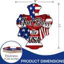4th of July Wreaths,SWEKKE Welcome Wreath for Front Door, God Bless The USA Welcome Wooden Decor Door Sign Wreath 12 Inch, Welcome Cross Irregular with Tricolor Flag Welcome Door Sign Decorations