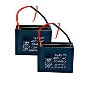 CBB61 Ceiling Fan Capacitor 2 Wire 8uf Compatible with 400/350/300/250VAC Fan Capacitor 50/60Hz CBB61-82 Pack