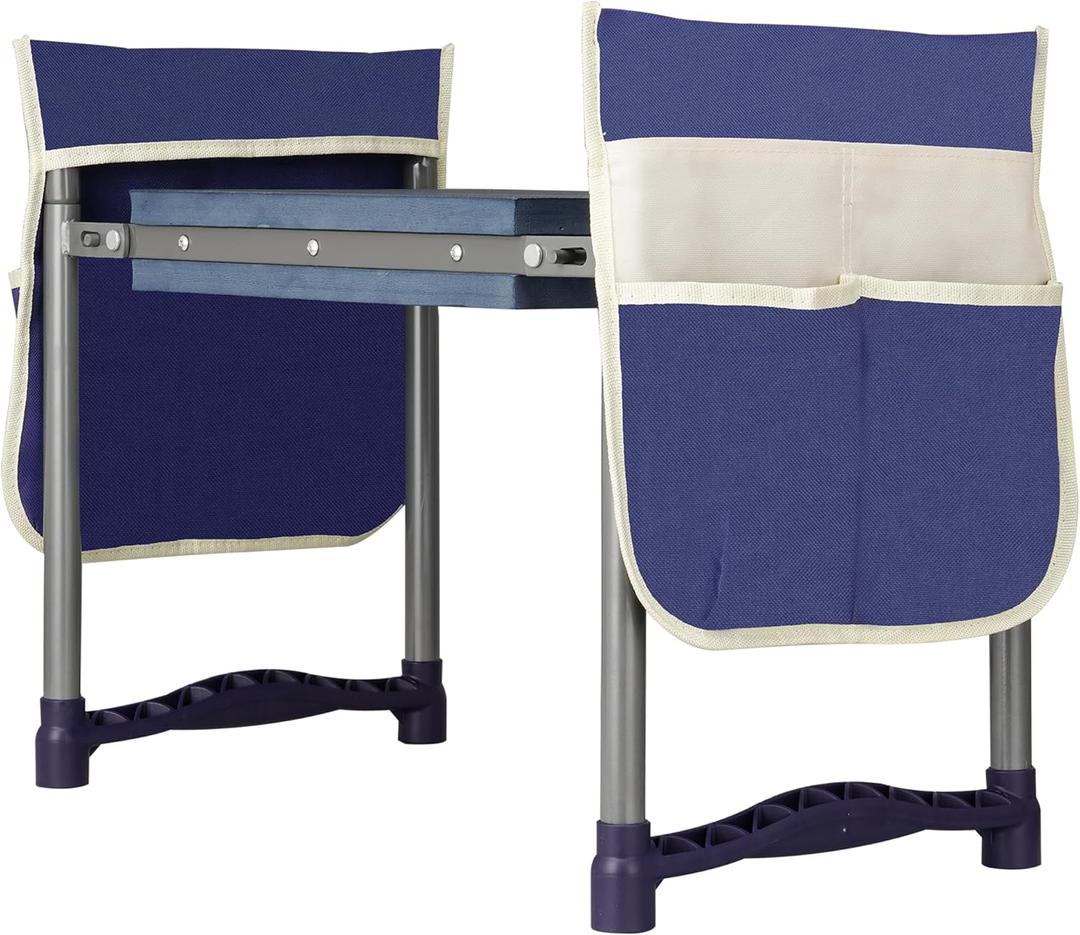 Garden Kneeler and Seat, 10.9" Wide Double-Sided Thick Knee Pad , Heavy-Duty Foldable Gardening Stool, 2 Large Tool Bags, Prevents Knee and Back Pain, Portable Garden Bench, Gifts for Women, Seniors