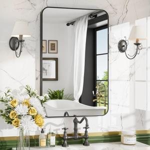 30"x36" Matte Black Bathroom Mirror, Rectangle Vanity Mirror for Over Sink