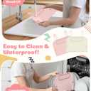 2Pack Silicone Placemats for Baby&Kid, Stain-Proof Non-Slip Baby Place Mat for Restaurant Highchair& Home Dining, Baby-led Food mats for Travel, Portable Toddler Table mat-Waterproof&Dishwasher Safe (Pink&beige)