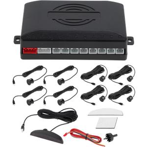 Motoforti Universal Car Auto Vehicle Reverse Backup Radar System Reverse Parking Sensors Alarm Buzzer Reminder Distance Detection Black 8 Parking Sensors
