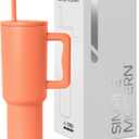 Simple Modern 40 oz Trek Tumbler with Handle and Straw Lid | Cup Holder Friendly Insulated Stainless Steel Travel Mug | Clementine 