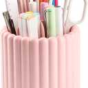 Desk Organizer, 360 Rotating Pen Holder for Desk, Pencil Cup with 7 Compartments Storage Box Caddy for Kids, Office, School, Home (Pink)