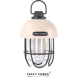 Crazy Power Camping Lantern Rechargeable LED Camping Light Premium Vintage Light 4500 mAh High Capacity Dimmable 3 Light Modes Waterproof for Camping Hiking Fishing Power Outages (CPG100 Apricot)