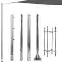 Sun Shade Sail Poles, 12ft Stainless Steel Post Kit Support Awning Canopy 2.36" Diameter Screw-Mounted Heavy Duty with Concrete basing Bracket for Patio Garden Deck (Silver, 12ft,1Pack)