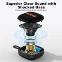 Bobtot Portable Bluetooth Speakers, Wireless IPX7 Waterproof Mini Speaker with 16H Playtime, Loud Stereo Sound, TWS, Built-in Microphone, Small Size with Lanyard, Black